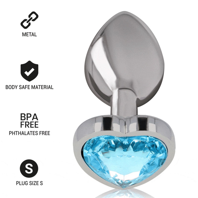 Let your buttocks shine with the anal plug from Intense, dec... Intense - Metal Heart Gem Plug S - Blue photo-3