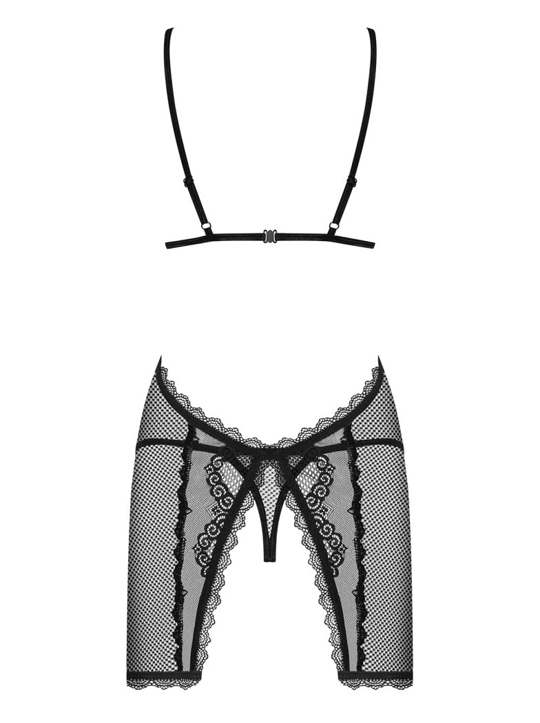 Would you like an evening full of pleasure and love? Fantasi... Obsessive - Millagro Chemise & Thong - Black - S/M photo-8