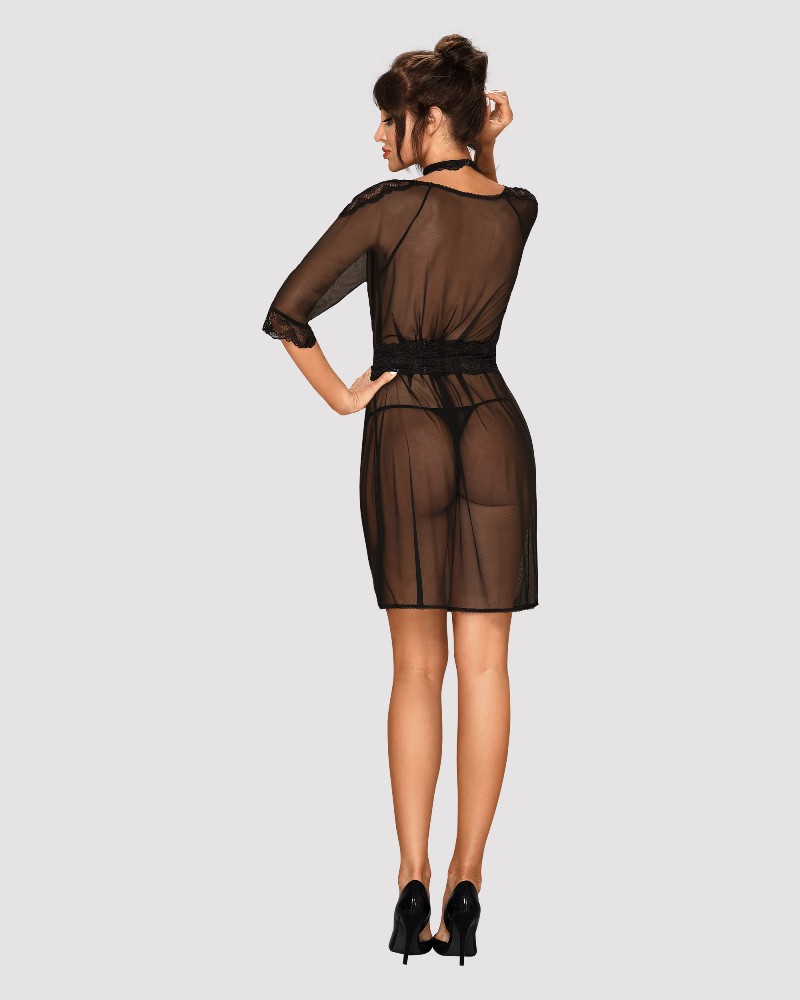 With this robe, the word “fun” takes on a new meaning! Sensu... Obsessive - Lucita Peignoir - Black - S/M photo-4
