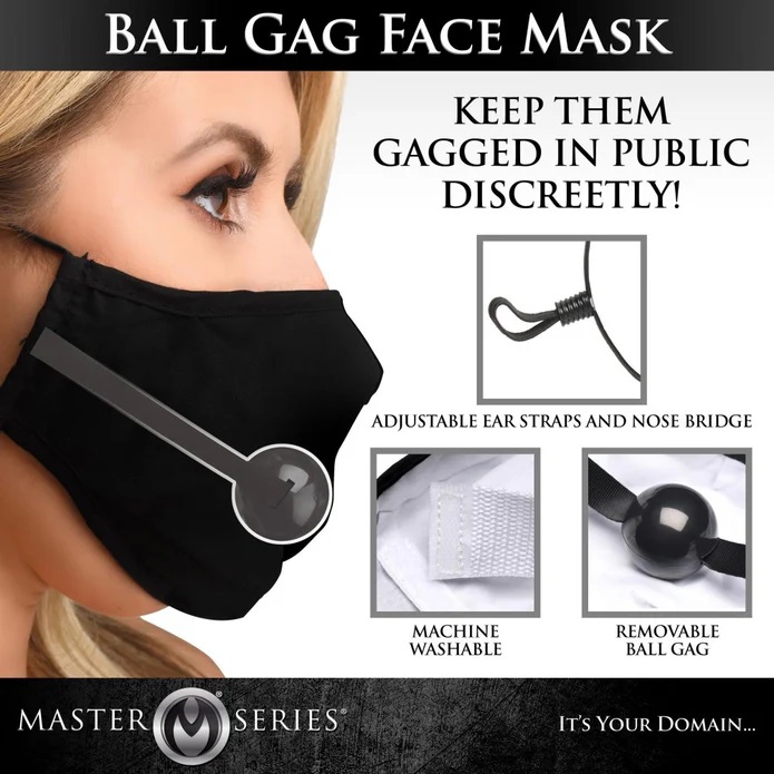Keep your partner secretly gagged while in public! Use this ... Master Series - Ball Gag Face Mask - Black photo-3