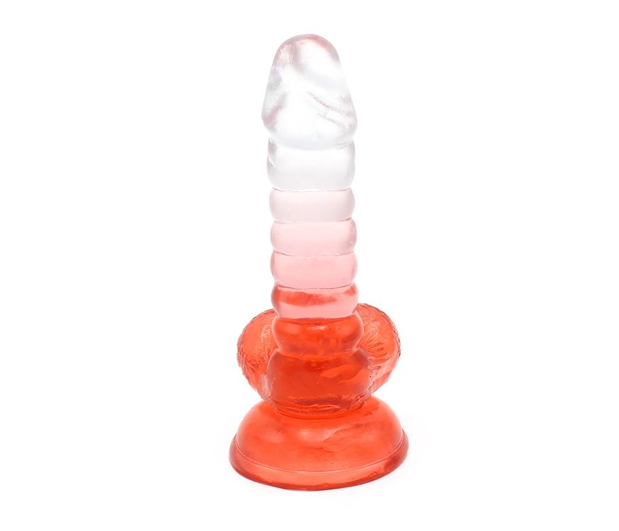 This special transparent dildo has an amazing color mix and ... Kiotos - Spiral Dildo 01 - Red photo-6