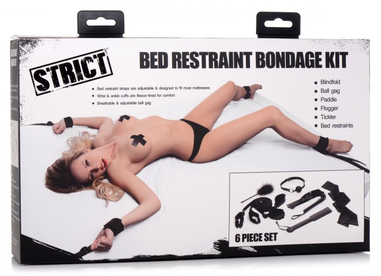 Everything you need for a fulfilling BDSM scene is included ... Strict - Bed Restraint Bondage Kit - Black photo-10