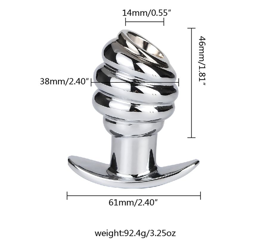 Hollow anal plug for massage and stimulate the anus MT - Hollow Ribbed Anal Plug - Silver photo-8