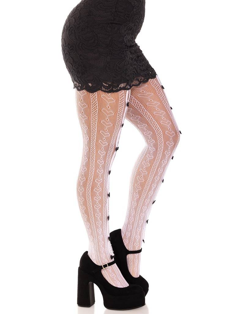 Cover your legs in cuteness with the sweetheart net tights b... Leg Avenue - Sweetheart Striped Tights - White photo-3