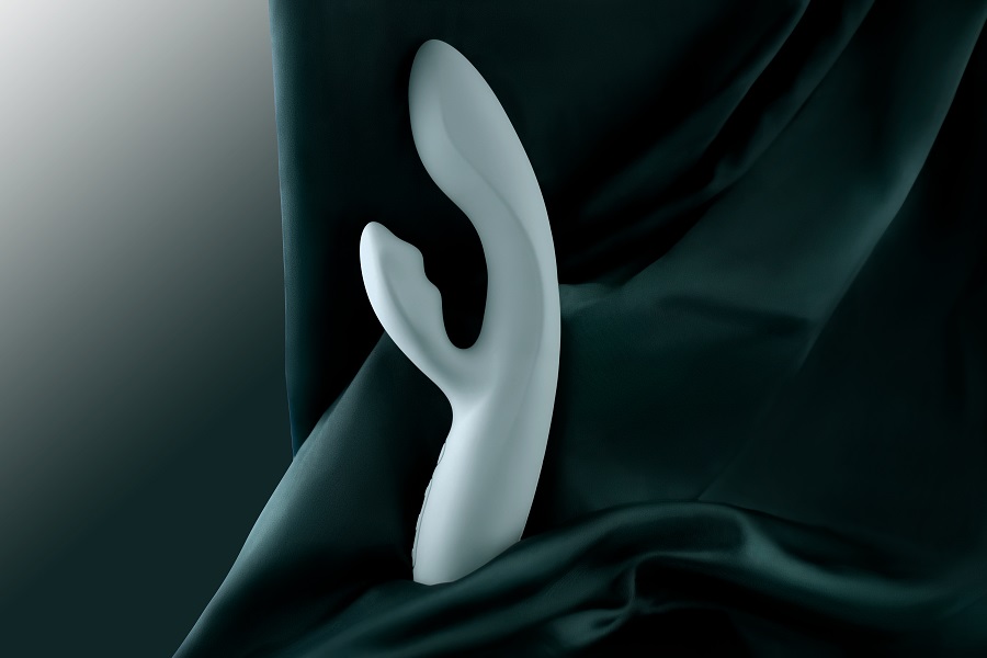 Chika features a cushioned head shaped to press against your... SVAKOM - Chika APP Rabbit Vibrator - Turquoise Grey photo-10