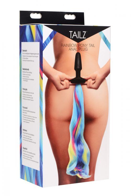 Enjoy hot equine action in a fun, flirty color with this smo... Tailz - Pony Tail Anal Plug - Rainbow photo-4
