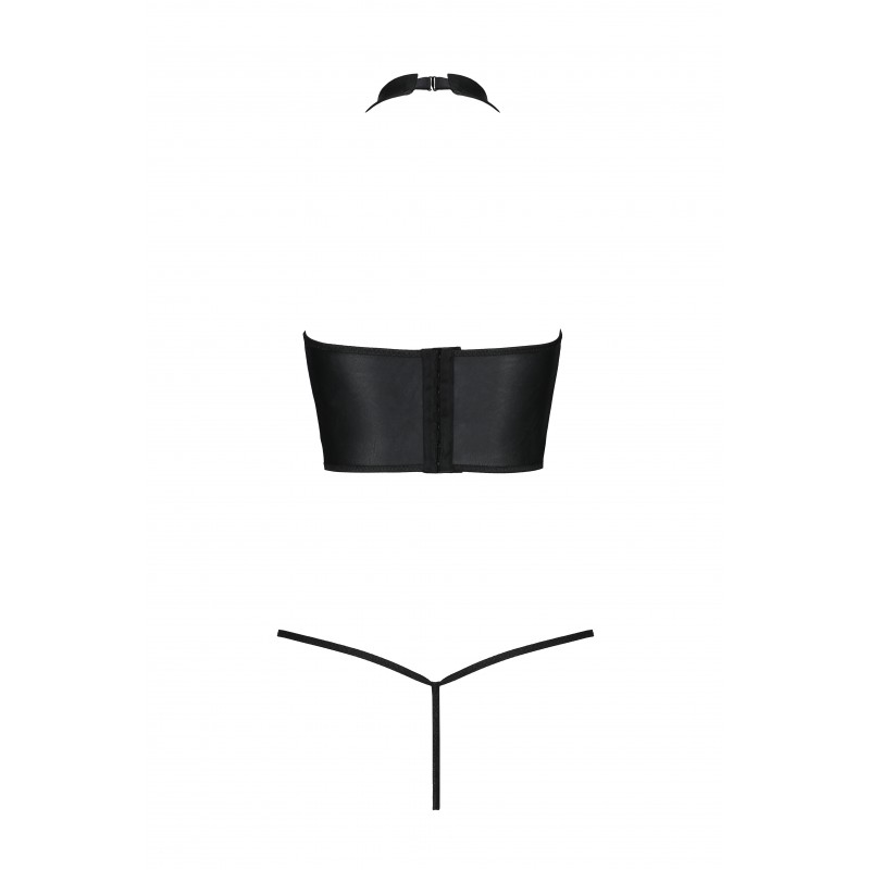 A set with an unusual cut. Bold, open cups of the "open... Passion - Genevia Set w Open Bra - Black - L/XL photo-4