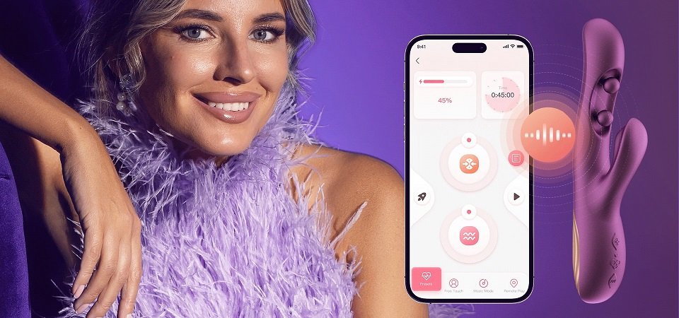 Seamlessly connect and explore customized settings for a per... Honey Play Box - Gem App Sensing Rabbit Vibrator - Purple photo-5