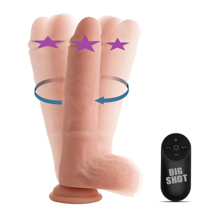 The Big Shot rotating and vibrating dildos are designed to s... Big Shot - 8" Vibro Rotating Dildo w Balls - Flesh photo-2