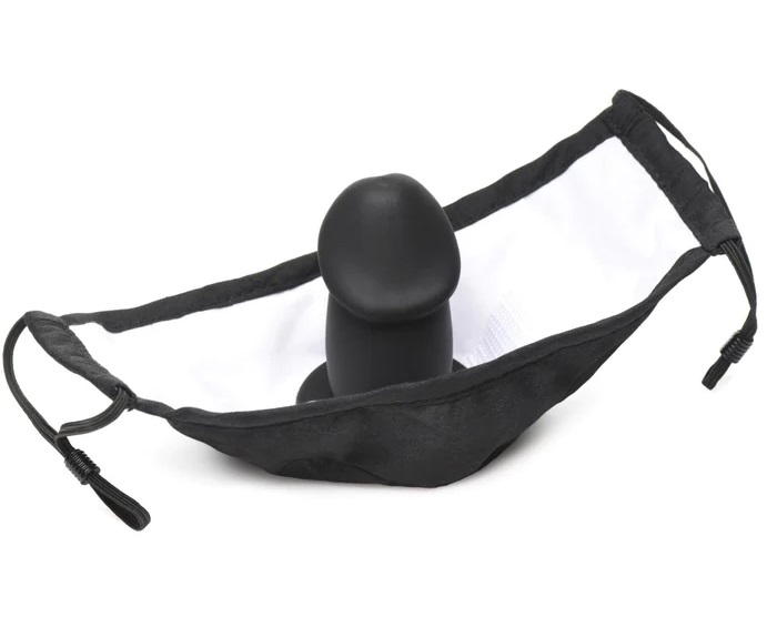 Train your partner to keep a dong in their mouth and secretl... Master Series - Dildo Face Mask - Black photo-6