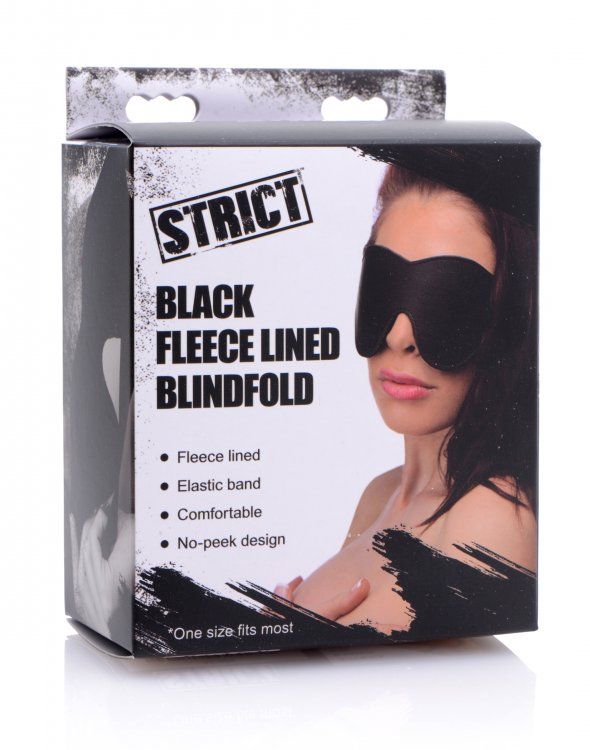 Deprive your lover of one of their most essential senses whe... Strict - Fleece Lined Blindfold - Black photo-3