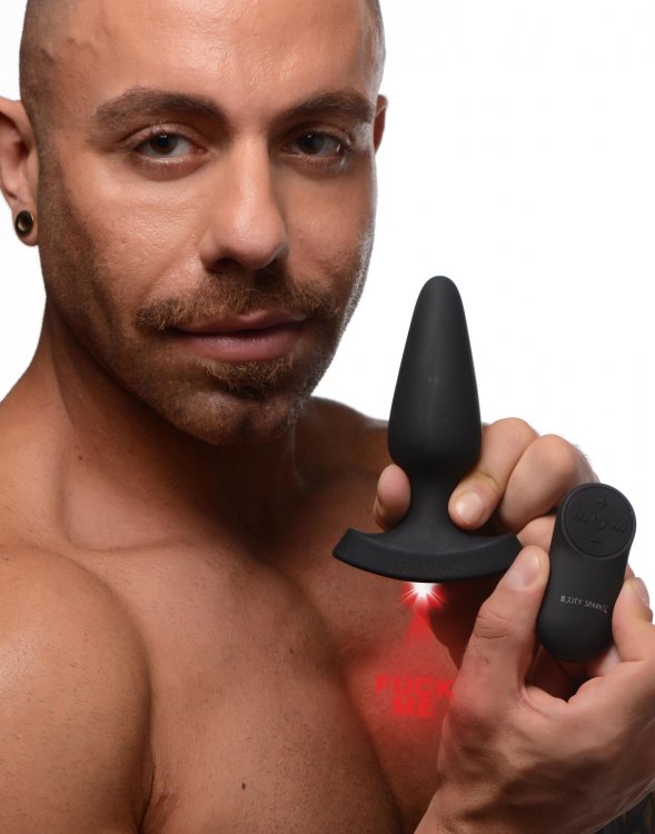 Send a message and extend an invitation with this red, laser... Booty Sparks - Laser Fuck Me Anal Plug M - Black photo-3