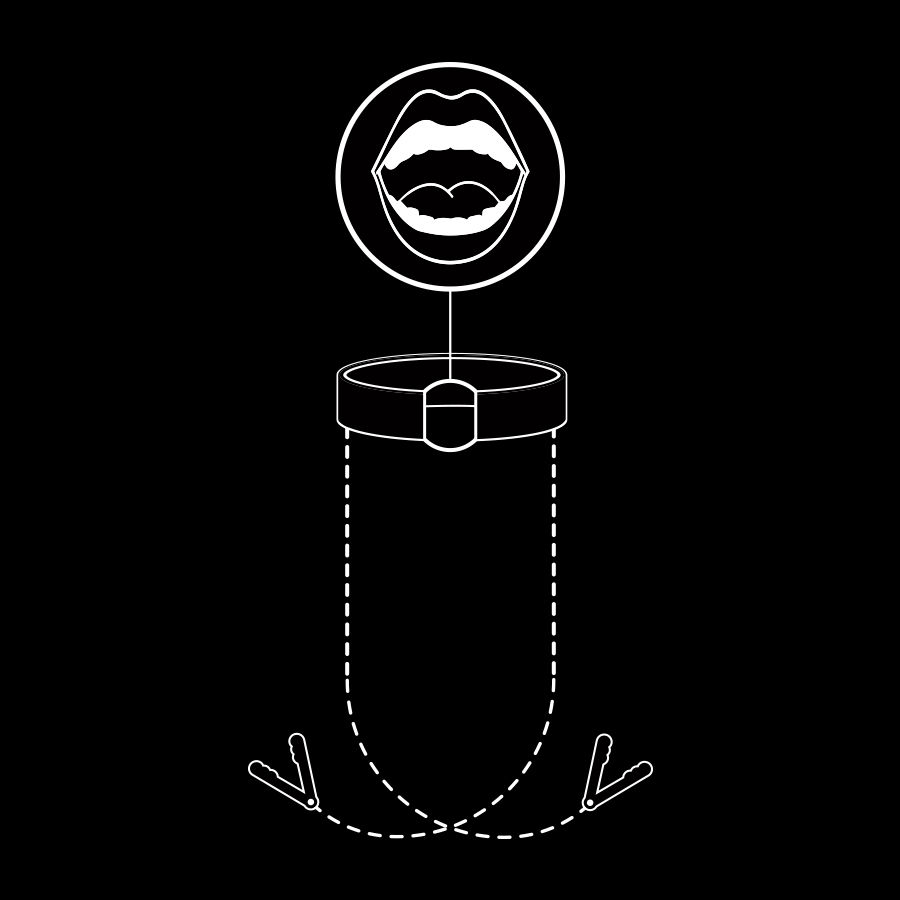 FETISH SUBMISIVE vegan leather collar with nipple clamp atta... Fetish Submissive - O Ring Gag w Nipple Clips - Black photo-6