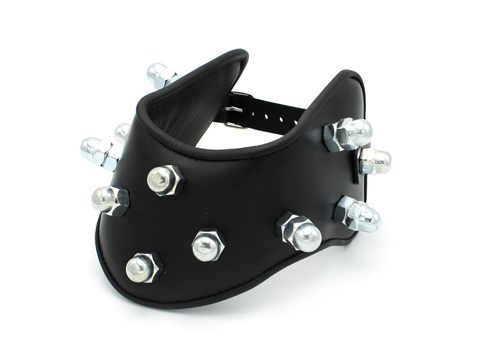 Kiotos - Spikey Nuts Leather Collar - Black photo-2