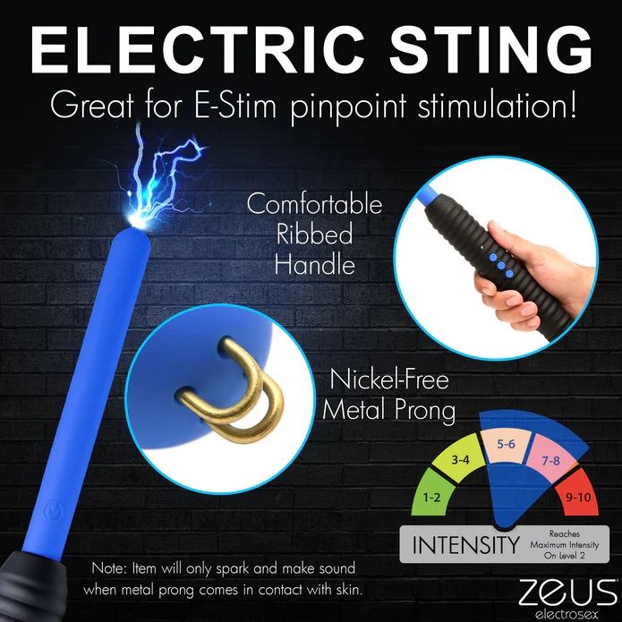 Delight and terrorize your masochistic partner with this e-s... Zeus Electrosex - Shock Rod E-Stim Wand - Blue photo-6