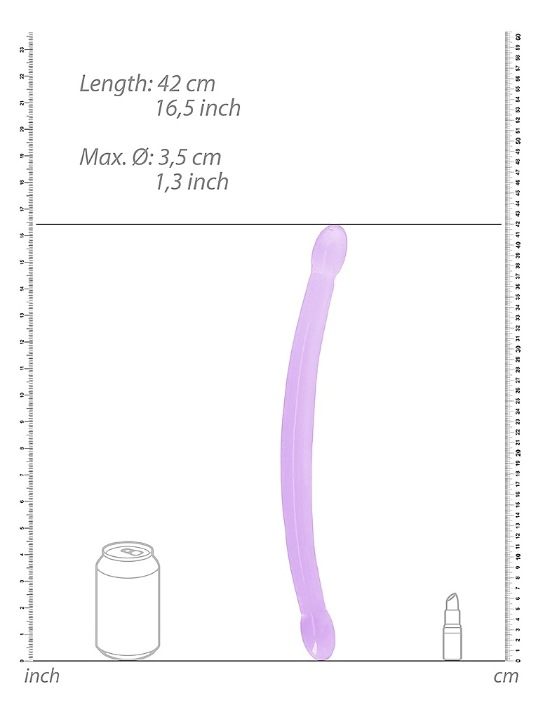Ready for a CRYSTAL CLEAR orgasm? Reach your finest climax i... RealRock - 17" Double Dildo - Purple photo-3