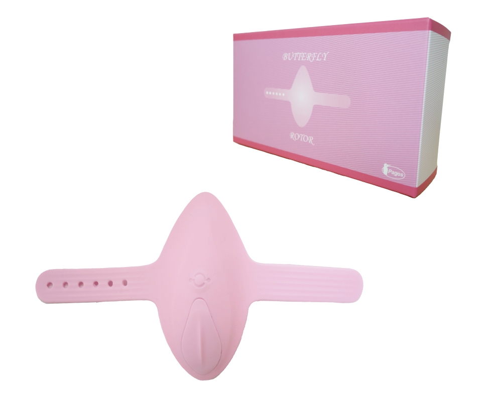The butterfly rotor is a wireless vibrator with a belt that ... Pagos - Butterfly Rotor - Pink photo-8