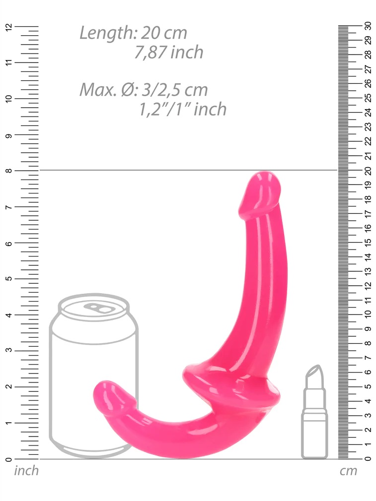 Ready for a GLOW IN THE DARK experience? Reach your finest c... RealRock - 6" Glow Strapless Strap-On - Pink photo-8