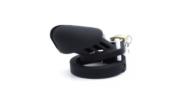 This black adjustable silicone chastity device from Kiotos X... Kiotos - Silicone Chastity Cage - Black photo-6