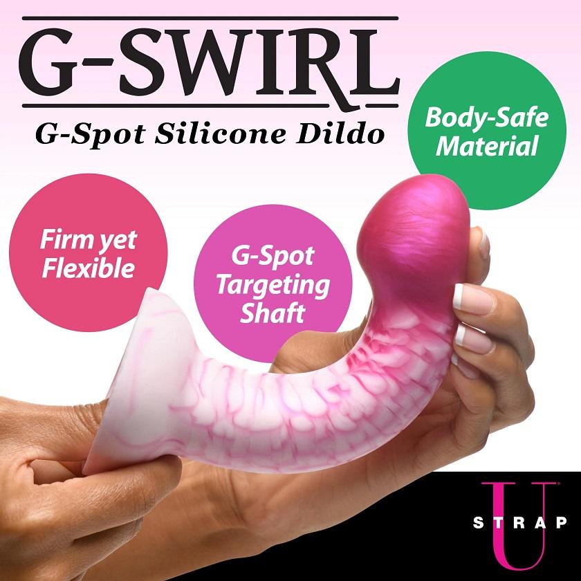 These sweet swirls of purple color dancing with the white ar... Strap U - G-Swirl Dildo - Pink photo-6