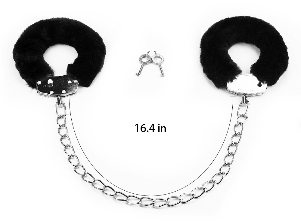 Secure your lovers wrists together or attach them to the bed... Lovetoy - Fluffy Leg Cuffs - Black photo-6