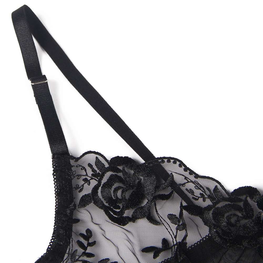 Floral embroidery underwire garter lingerie set
Material&nb... Ohyeah - Floral Garter Bra Set - Black - M photo-9