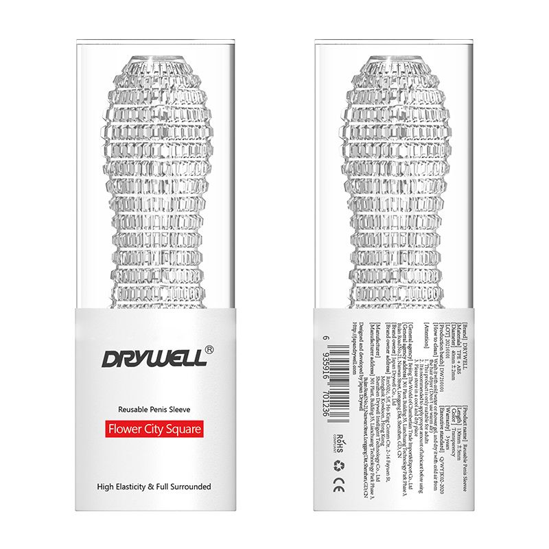 Japanese medical TPE, durable and ultra soft, super easy wea... Drywell - Flower City Square Sleeve - Clear photo-7
