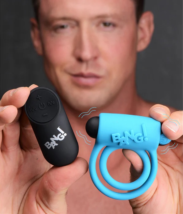 Enhance your cock with this velvety silicone ring and vibrat... Bang! - 28X Vibro Cock Ring - Blue photo-2