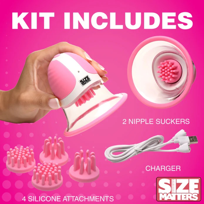 For those who want to expand the potential for arousal from ... Size Matters - 10X Rotating Nipple Suckers - Pink photo-10