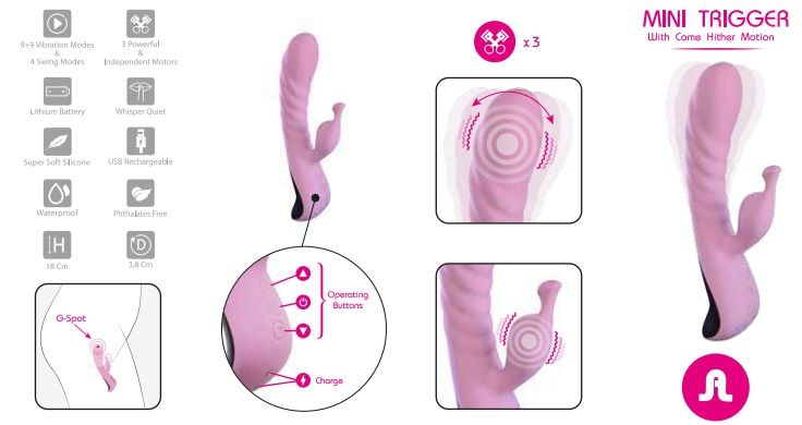 The descendant of our beloved Trigger, now smaller but with ... Adrien Lastic - MiNi Trigger Vibrator - Pink photo-7