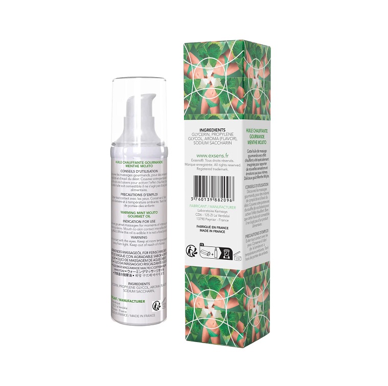 This warming gourmet massage gel is ideal for foreplay. When... Exsens - Mint Mojito Warming Massage Oil - 50ml photo-5