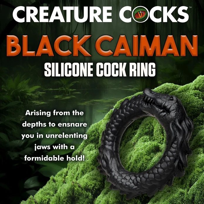 Wear a little danger on your dong with this smiling, caiman ... Creature Cocks - Black Caiman Ring photo-3