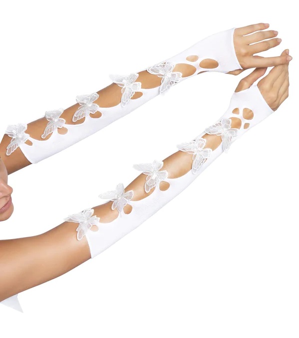 Show off your flirty side with the butterfly arm warmers by ... Leg Avenue - Butterfly Cut Out Gloves - White photo-2