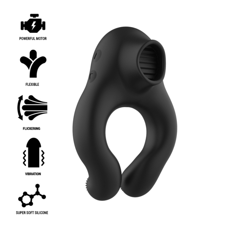Offer your partner an incomparable experience thanks to this... Black&Silver - 3 Motors Vibro Ring - Black photo-5