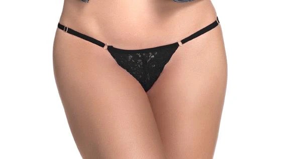 A sexy lace thong is indispensable in any occasion. Adjustab... Mapale - 107 Lace Thong - Black - S/M photo-2