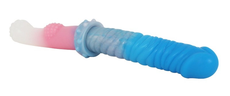 The simulated glans combined with the convex glans, the doub... FAAK - Convex Glans Double Dildo - Macaron photo-6