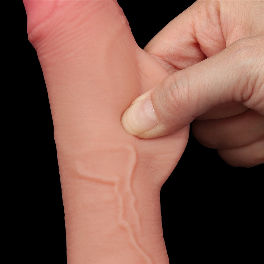 Made of realistic dual-layer sliding-skin material for Iifel... Lovetoy - 7.5" Curved Sliding Skin Dildo - Flesh photo-8