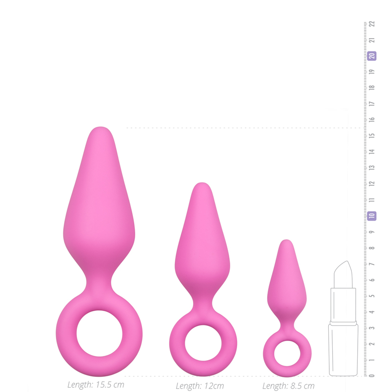 Firm yet flexible, these plugs are ideal for lovers of anal ... Easytoys - Pointy Plugs Set - Pink photo-3