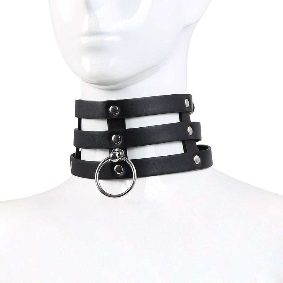 Discover the epitome of allure and sophistication with our T... Kiotos - Tripple O-Ring Strap Collar - Black photo-4