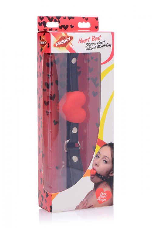 Keep your lover quiet with a sexy heart-shaped gag that allo... Frisky - Heart Beat Silicone Mouth Gag - Red photo-6