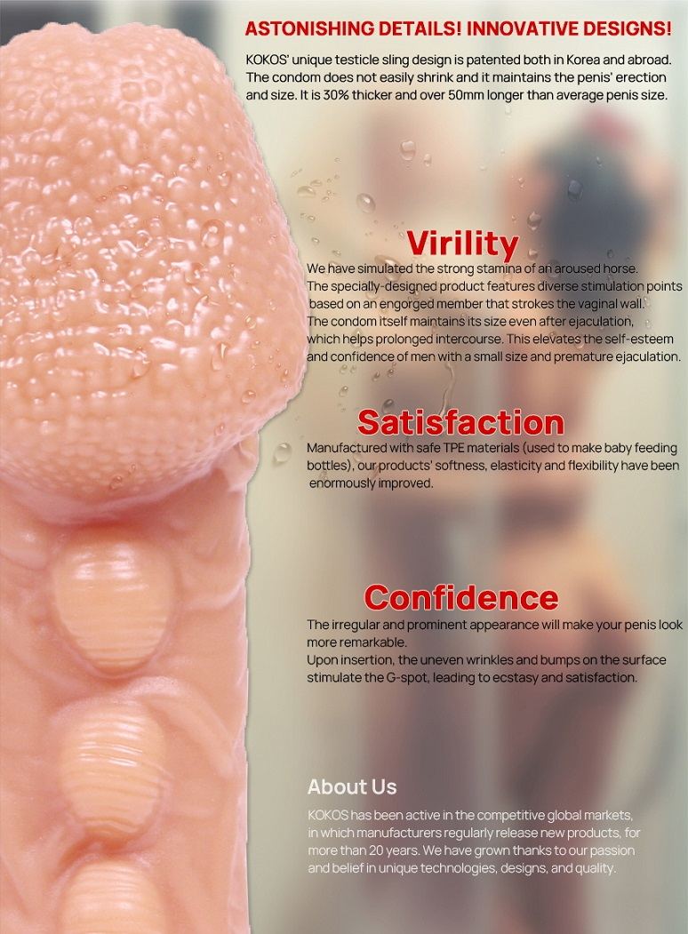 KOKOS' unique testicle sling design is patented both in ... Kokos - Wavy Cock Sleeve M - Flesh photo-2