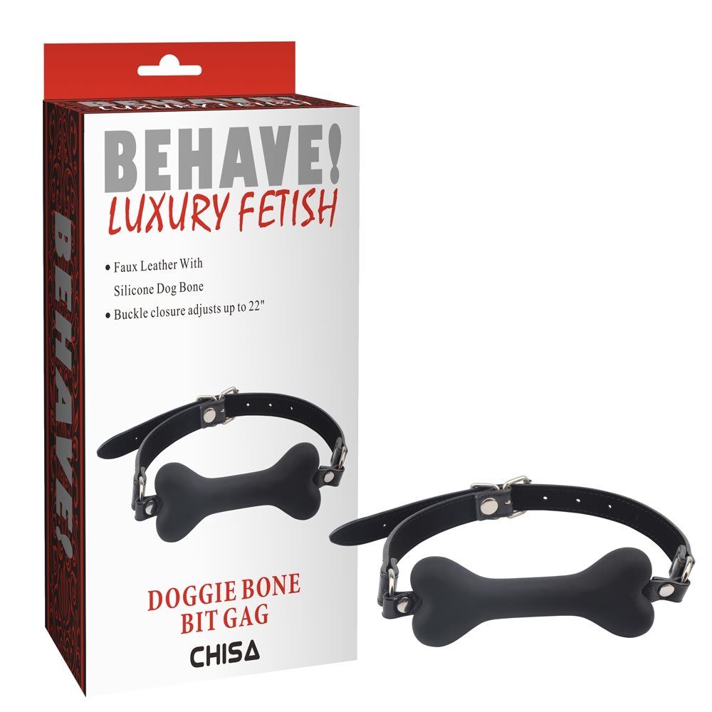 Fully Adjustable to Fit, Soft Ball Gag for Easy Use and Clea... Chisa - Gag Doggie Bone Bit - Black photo-2