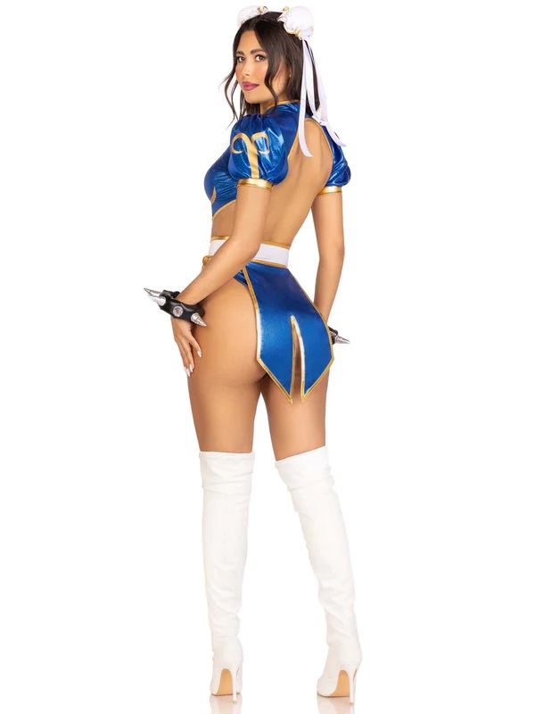 Be the strongest (and sexiest) woman in the world in... Leg Avenue - Battle Chun-Li Costume 4pcs - Blue - S photo-5