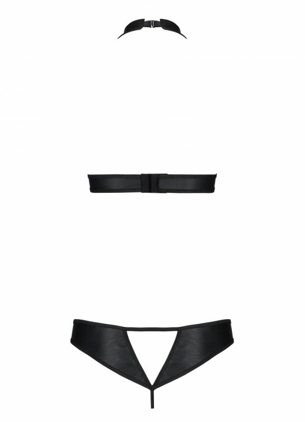 Malwia is a set consisting of a leather top fastened to the ... Passion - Malwia Set - Black - L/XL photo-6