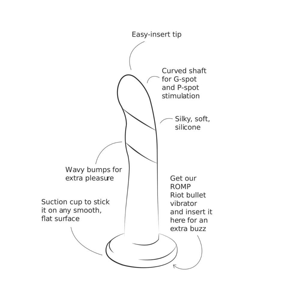 Dizi's curved shaft offers 7 inches of smooth, silky sed... Romp - Dizi Dildo - Red photo-3