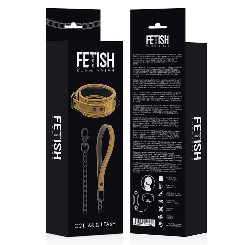 FETISH SUBMISIVE ORIGIN set of handcuffs with collar joined ... Fetish Submissive - Collar w Leash - Skin photo-9