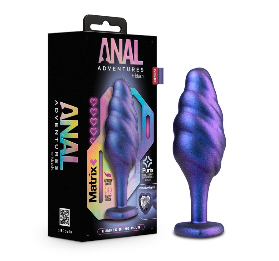 Whether you're a beginner or an experienced anal enthusi... AAM - Bumped Bling Plug - Blue photo-7