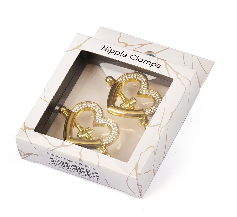 Gorgeous heart-shaped nipple clamps, made of high-quality ma... Liebe Seele - Heart Shaped Nipple Clamps - Gold photo-2