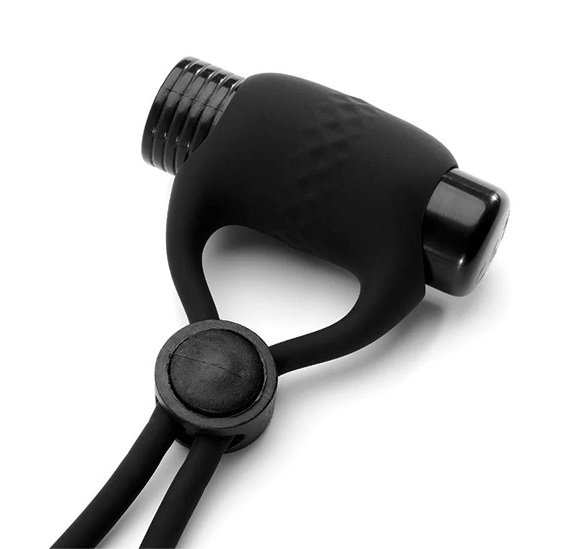 May lead to better orgasms & longer passion sessions with th... So Divine - Adjustable Vibro Ring - Black photo-2