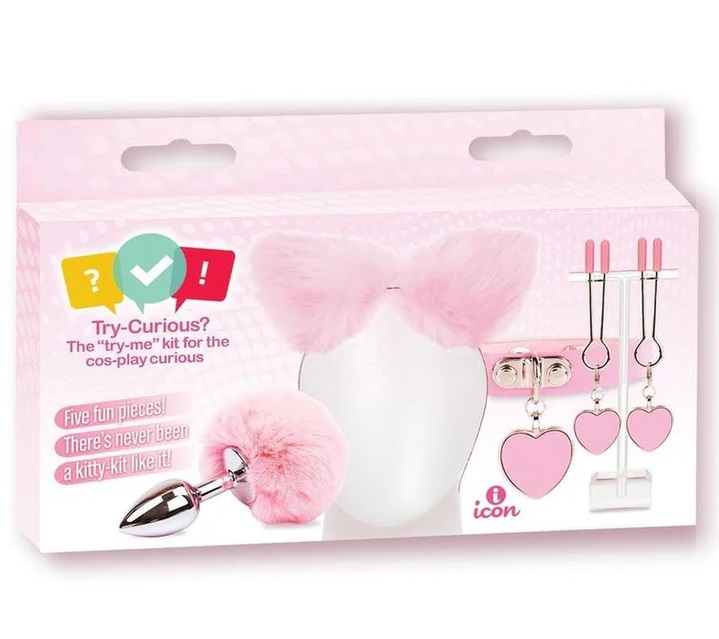 Cos-play or foreplay, the Kitty Kit might be the most fun yo... Icon Brands - Try-Curious Kitty Bondage Set - Pink photo-2